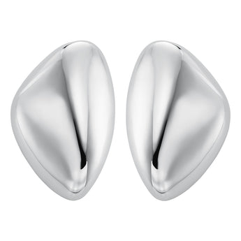 Michael Kors Silver Plated Brass Pebble Platinum Stud Earrings