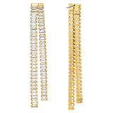 Michael Kors Gold Plated Brass Zirconia Baguette Drop Statement Earrings