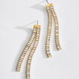 Michael Kors Gold Plated Brass Zirconia Baguette Drop Statement Earrings