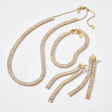 Michael Kors Gold Plated Brass Zirconia Baguette Drop Statement Earrings