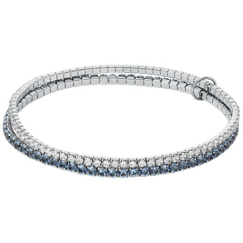 Michael Kors Silver Plated Brass Clear And Denim Zirconia Stretch Tennis Bracelet