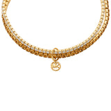 Michael Kors Gold Plated Brass Clear & Terracotta Zirconia Stretch Bracelet