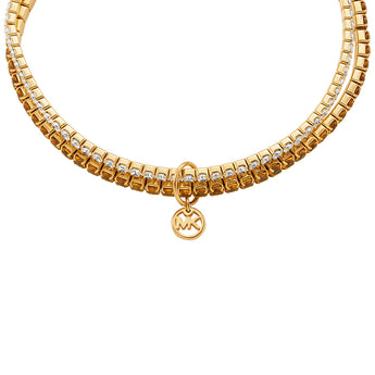Michael Kors Gold Plated Brass Clear & Terracotta Zirconia Stretch Bracelet