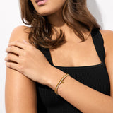 Michael Kors Gold Plated Brass Clear & Terracotta Zirconia Stretch Bracelet