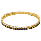 Michael Kors Gold Plated Brass Clear And Black Zirconia Stretch Tennis Bracelet