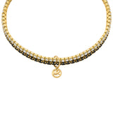 Michael Kors Gold Plated Brass Clear And Black Zirconia Stretch Tennis Bracelet