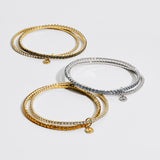 Michael Kors Gold Plated Brass Clear And Black Zirconia Stretch Tennis Bracelet