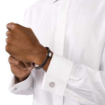 Emporio Armani Silver Plated Stainless Steel Logo Bracelet and Cufflink Set