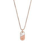 Emporio Armani Rose Gold Plated Stainless Steel Mother Of Pearl Dog Tag Pendant on Chain