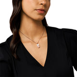 Emporio Armani Rose Gold Plated Stainless Steel Mother Of Pearl Dog Tag Pendant on Chain