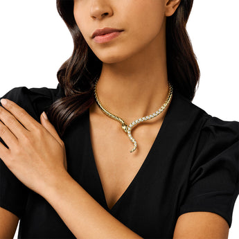 Emporio Armani Gold Plated Brass Cubic Zirconia Snake Chain