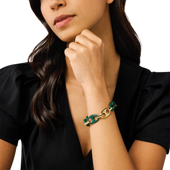 Emporio Armani Gold Plated Brass Reconstituted Malachite Bracelet