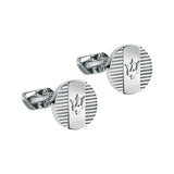 Maserati Stainless Steel Round Stripped Logo Cufflinks
