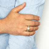 Stainless-Steel Gold-Plated Zirconia Double Channel Ring