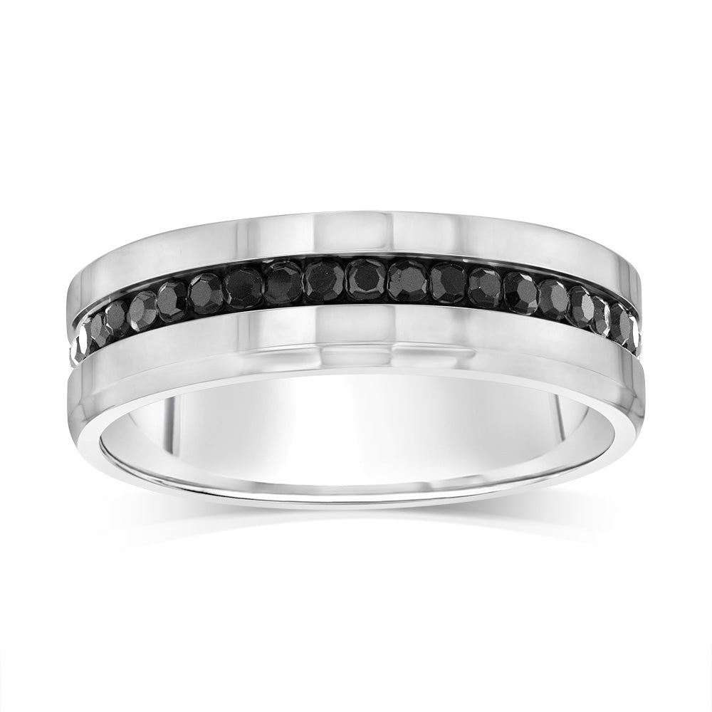 Stainless Steel Black Zirconia Channel Ring– Shiels Jewellers