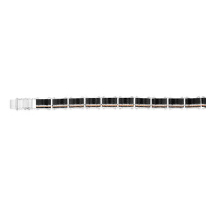 Stainless Steel Multitone Silver Black And Chocolate Hinged 21cm Bracelet