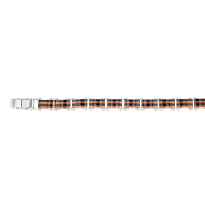 Stainless Steel Multo Tone Black Silver And Chocolate Hinged 21cm Bracelet