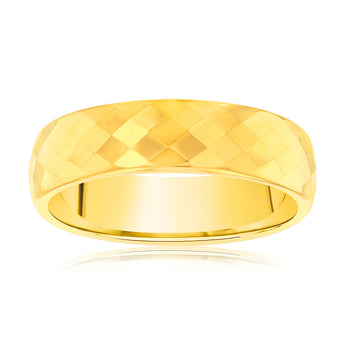 Diamond Cut Gold Polished 6mm Tungsten Ring