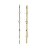 Guess Gold Plated Stainless Steel 75mm Chains And Crystal Threader Drop Earrings
