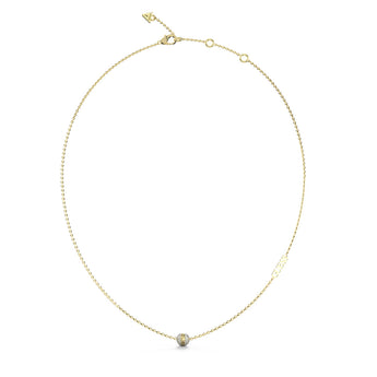 Guess Gold Plated Stainless Steel 7mm Crystal Bead Pendant On Chain