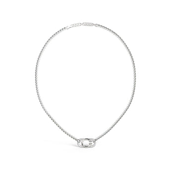 Guess Stainless Steel G Logo And Crystals Tennis 16-18" Chain