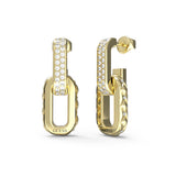 Guess Gold Plated Stainless Steel 30mm Matelasse Pave Double Link Drop Earrings
