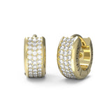Guess Gold Plated Stainless Steel 12mm Pave Mini Huggies Earrings