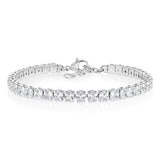 Stainless Steel 4X4mm Cubic Zirconia Tennis Bracelet