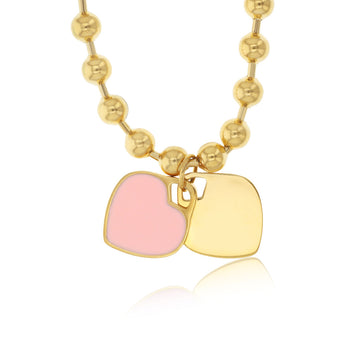 Stainless Steel Gold Plated Heart Charm Beaded Bracelet