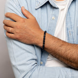 Stainless Steel Black Labradorite And Sodalite Stretchable 19.5cm Bracelet