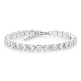 Stainless Steel Cubic Zirconia Tennis 17+3cm Bracelet