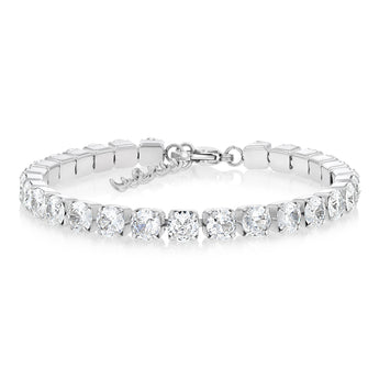 Stainless Steel Cubic Zirconia Tennis 17+3cm Bracelet