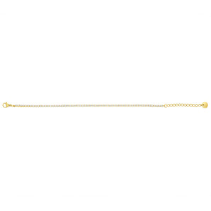 Stainless Steel Gold Plated 2mm Cubic Zirconia Tennis 17+3.5cm Bracelet