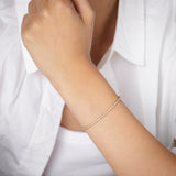 Stainless Steel Gold Plated 2mm Cubic Zirconia Tennis 17+3.5cm Bracelet