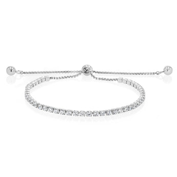 Stainless Steel 3mm Cubic Zirconia 25.5cm Bracelet