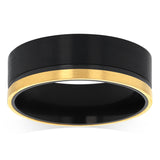 Forte Stainless Steel Gold Stripe Black Stainless Steel Ring