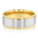 Stainless Steel Gold Plated Stripped Two-Tone Ring