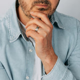 Stainless Steel Gold Plated Stripped Two-Tone Ring