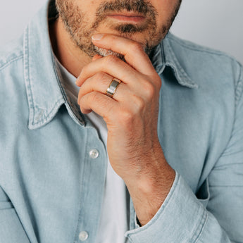 Stainless Steel Gold Plated Stripped Two-Tone Ring