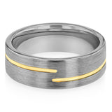 Stainless Steel Ring with Gold Inlay