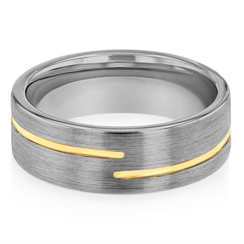 Gold Inlay Rings Stainless Steel Ring with Gold Inlay– Shiels Jewellers