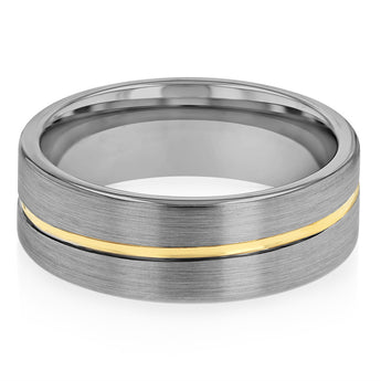 Stainless Steel Ring with Gold Inlay