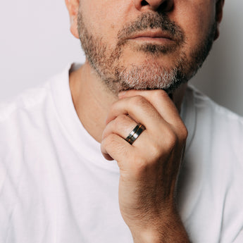 Stainless Steel Ring with Gold Inlay