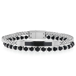 Multi-Strand Beaded Chain Stainless Steel Bracelet