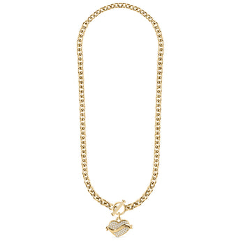 Guess Crystal Heart T-Bar Necklace