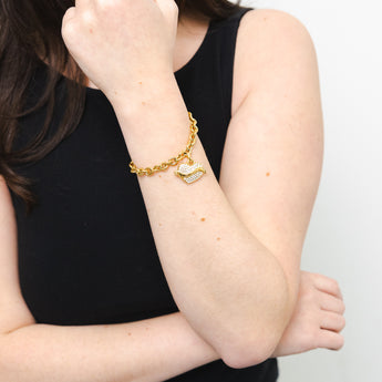 Guess Crystal Heart Charm Bracelet
