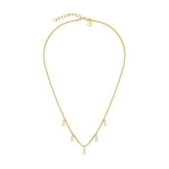 Rosefield Gold Playful Crystals Baguette Dangling Necklace