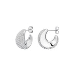 Rosefield Pavé Half Moon Silver Hoops