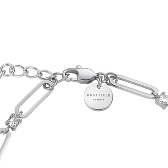 Rosefield Round Crystals and Paperclip Silver Bracelet
