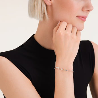Rosefield Round Crystals and Paperclip Silver Bracelet